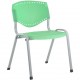 Cadeiras Evidence cromadas aproximao empilhvel base cinza verde